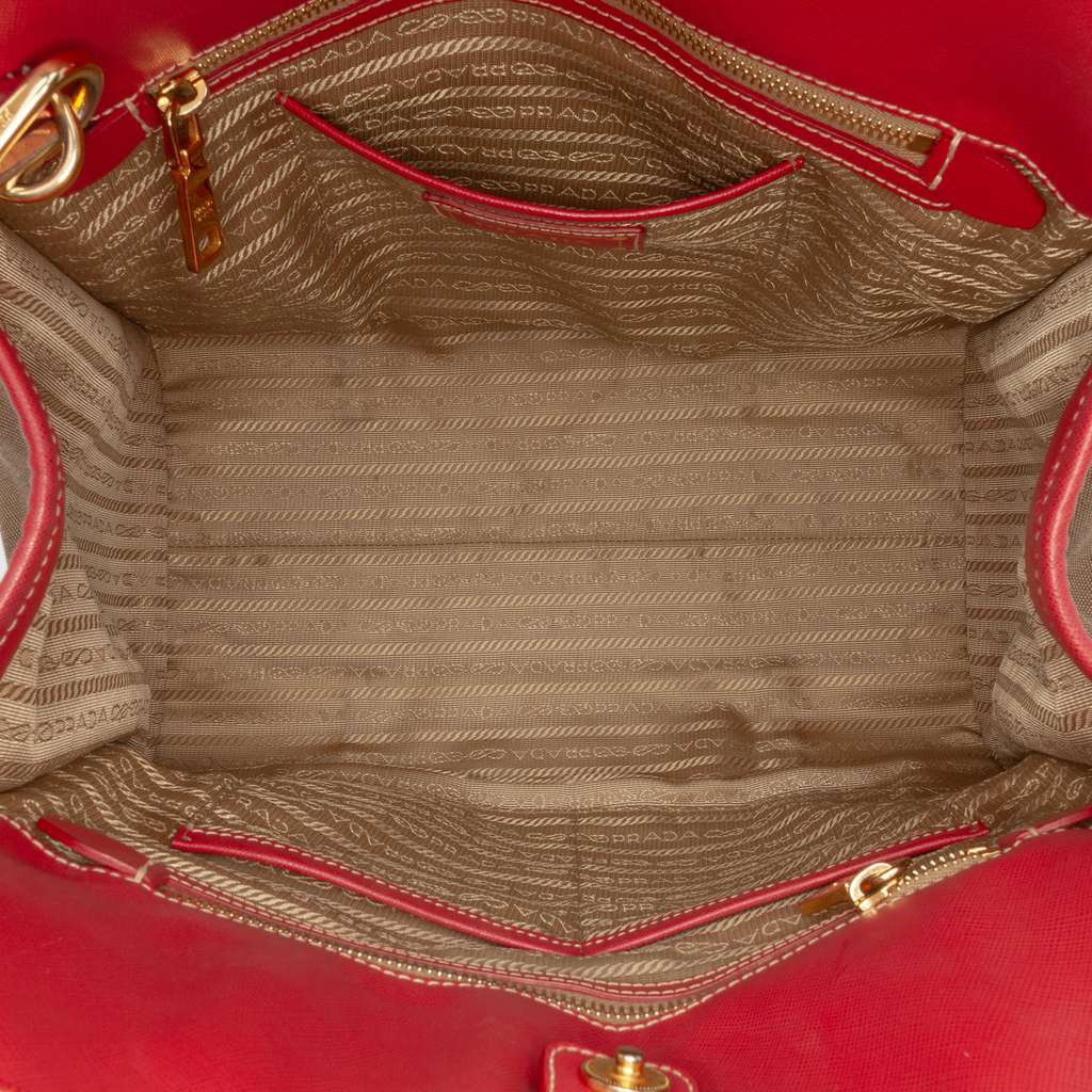 Prada Saffiano Trimmed Canvas Canapa Logo Satchel - 4