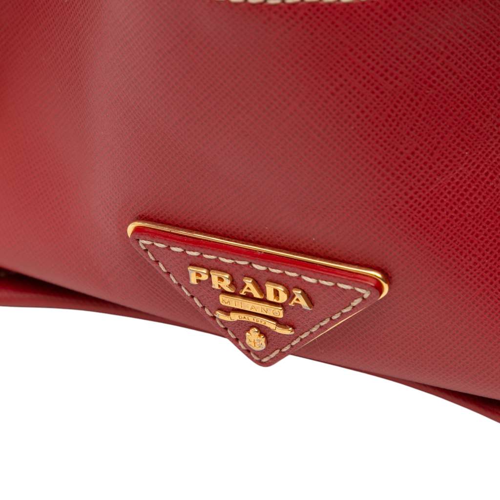 Prada Saffiano Trimmed Canvas Canapa Logo Satchel - 5