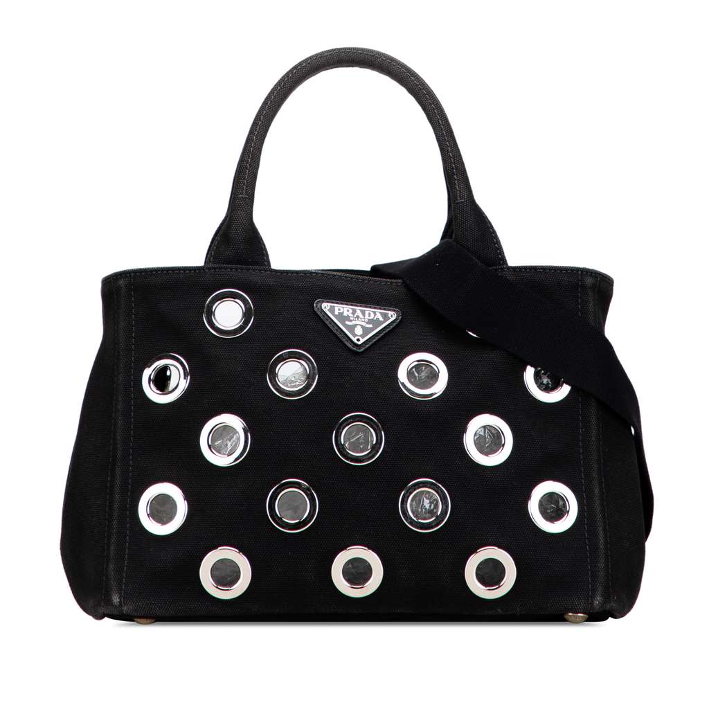 Prada Small Canvas Canapa Grommet Satchel