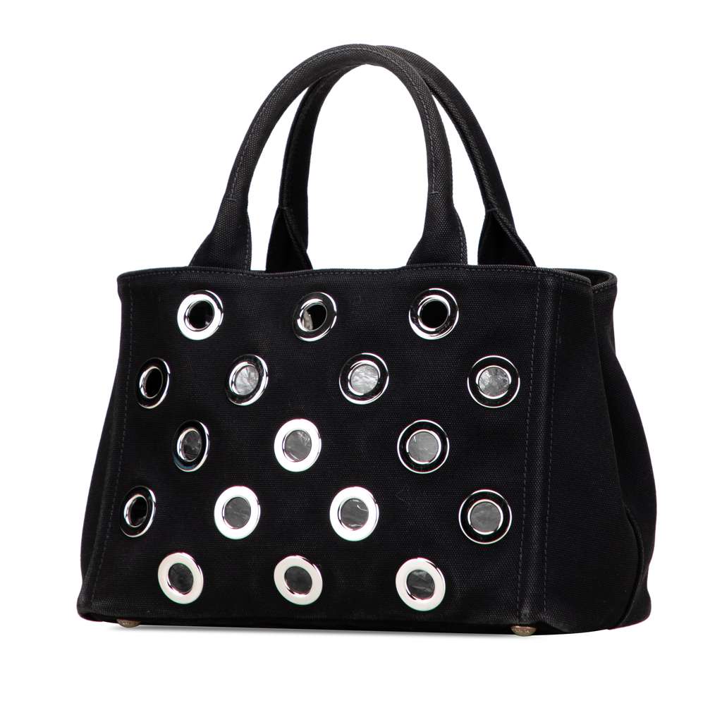 Prada Small Canvas Canapa Grommet Satchel - 2