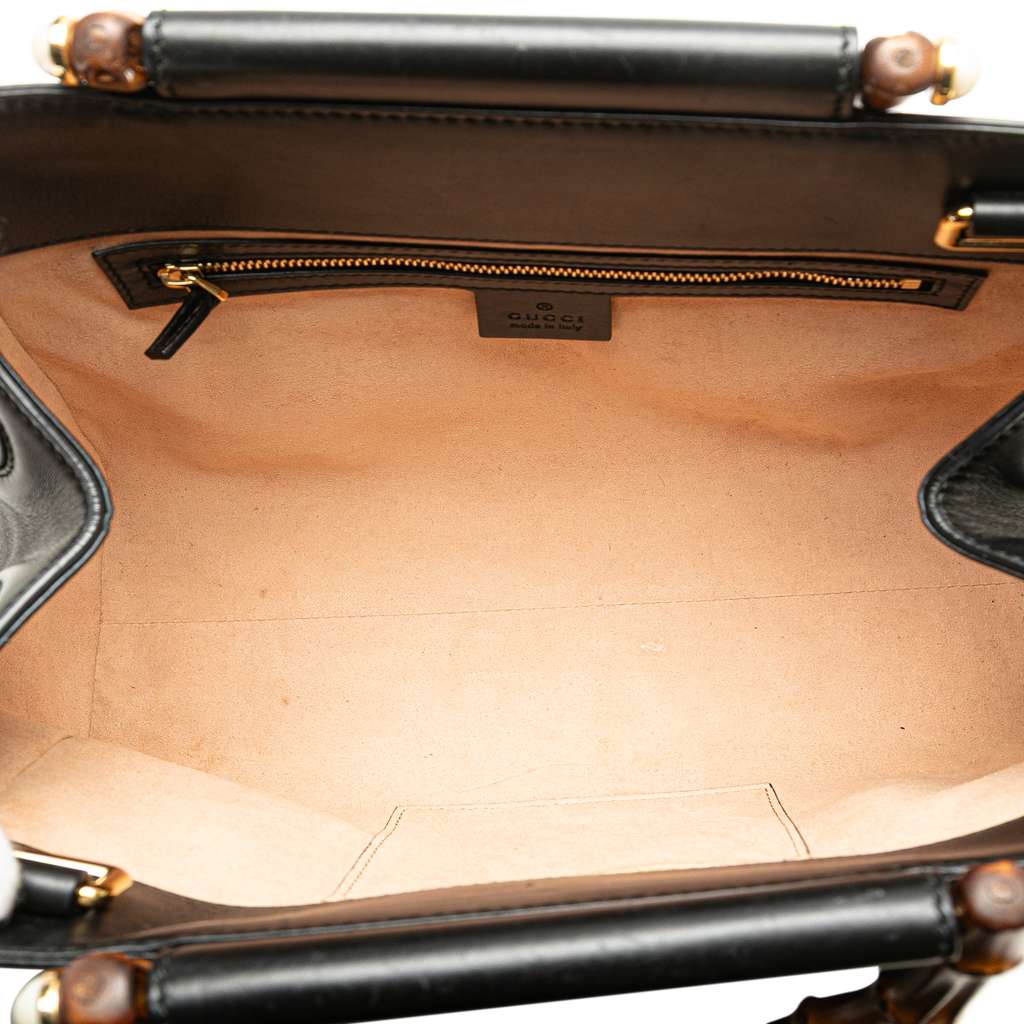 Gucci Small Leather Bamboo Nymphaea Satchel - 4