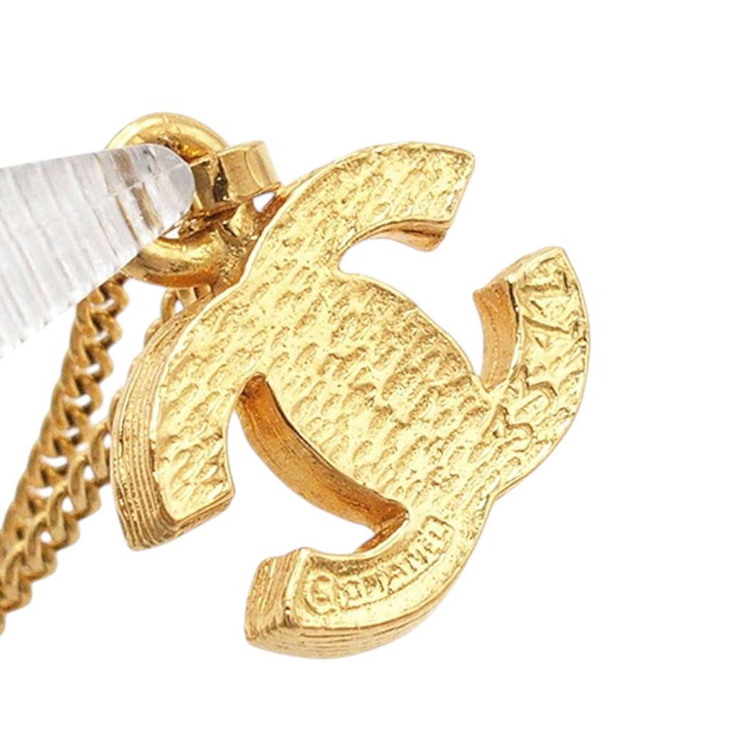 Chanel Gold Plated CC Rhinestone Pendant Necklace - 3