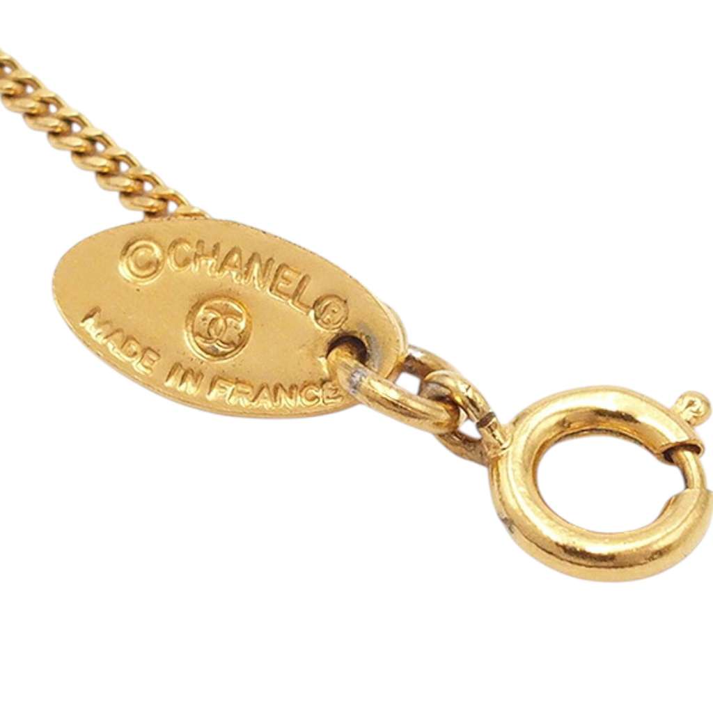 Chanel Gold Plated CC Rhinestone Pendant Necklace - 5