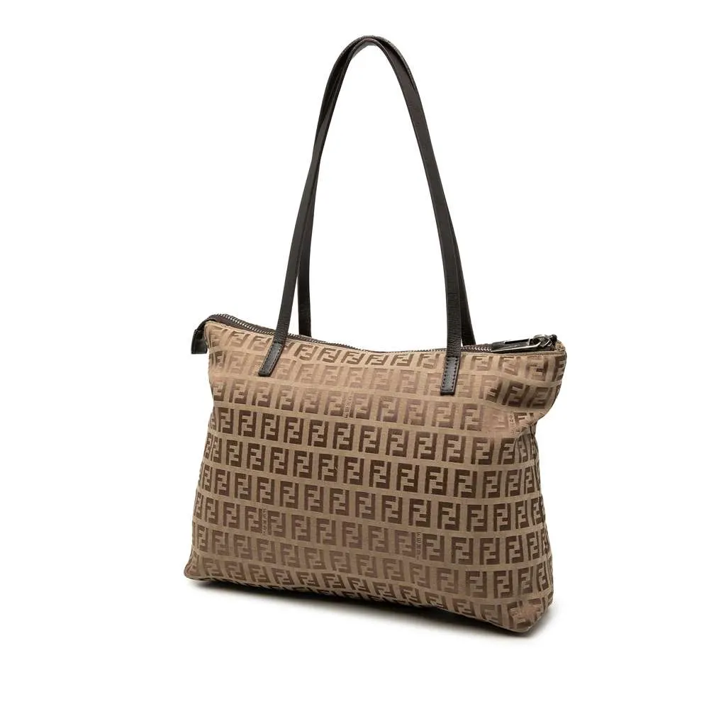 Fendi Zucchino Canvas Tote Brown Canvas Good - Back View