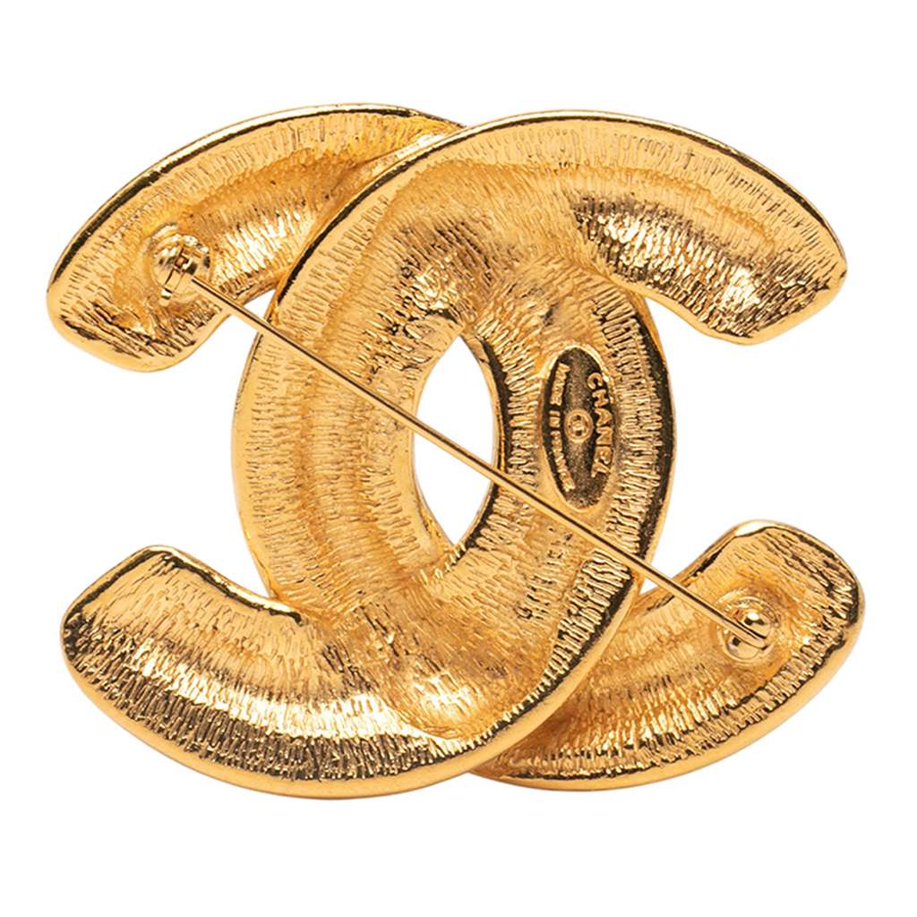 Chanel Gold Plated CC Quilted Brooch - 2