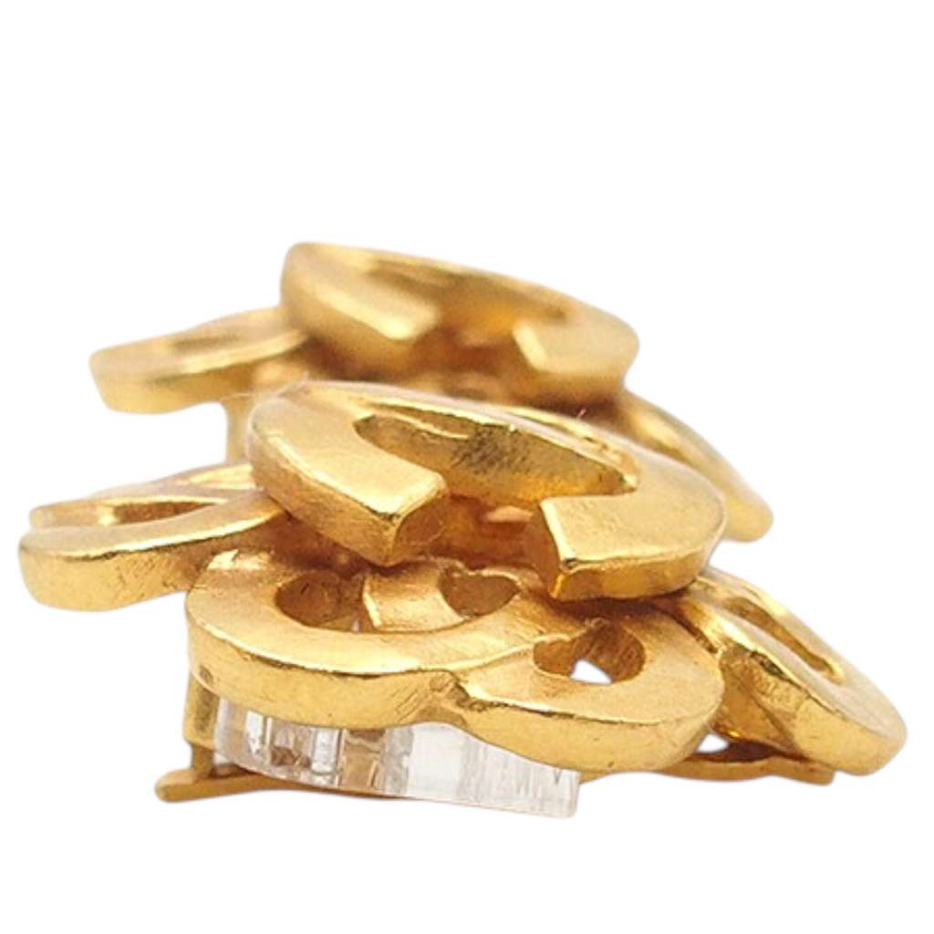 Chanel Gold Plated CC Flower Clip On Earrings - 5