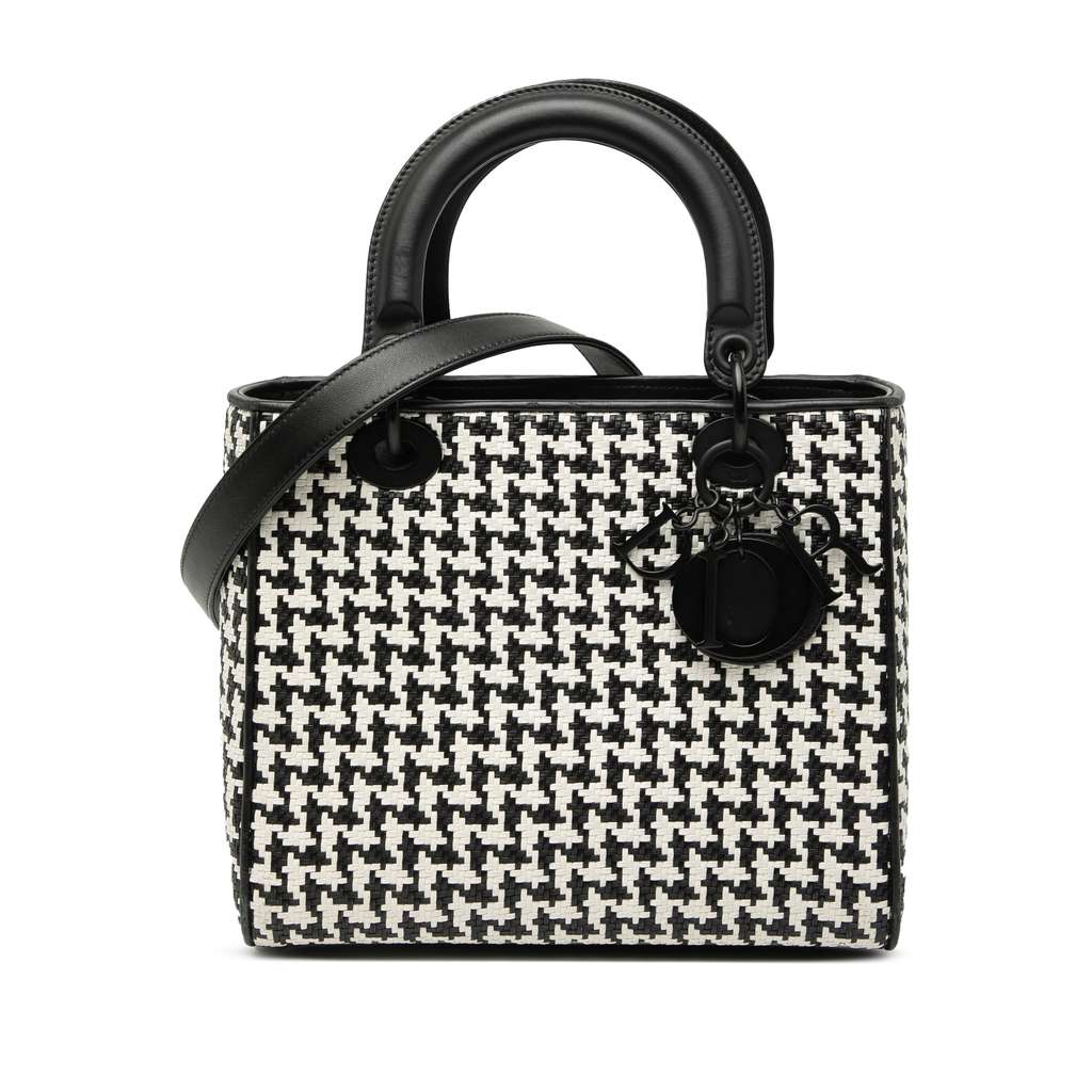 Dior Medium Calfskin Woven Houndstooth Lady Dior