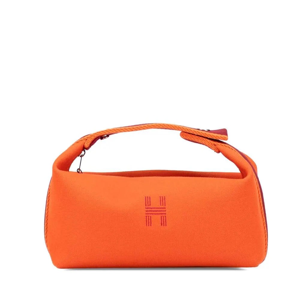 Hermès Small Toile Bride A Brac Case Orange Canvas Very good - Front View