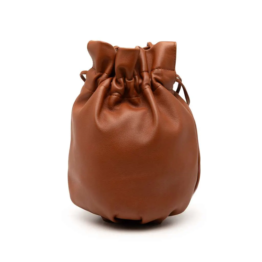 Bottega Veneta Nappa Drawstring Bucket Bag Brown Leather Good - Back View