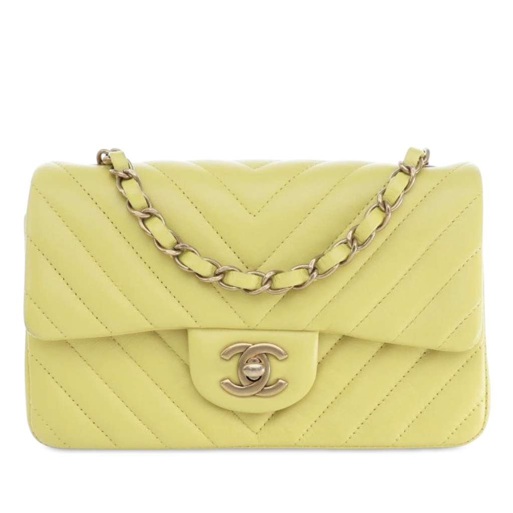 Chanel Mini Rectangular Classic Chevron Lambskin Single Flap
