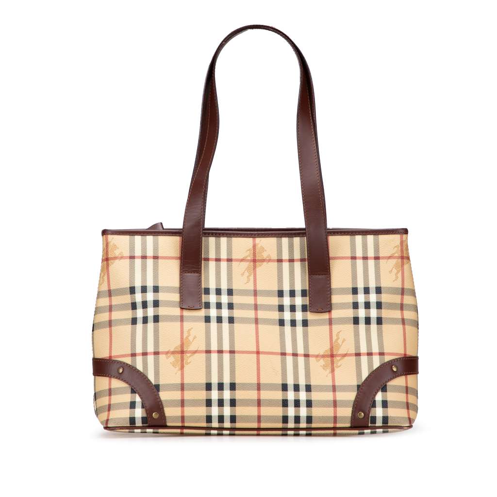 Burberry Haymarket Check Coated Canvas Studded Tote