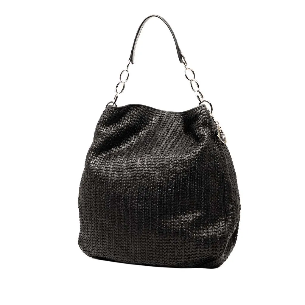 Dior Woven Lambskin Soft Lady Dior Hobo Black Leather Very good - Back View