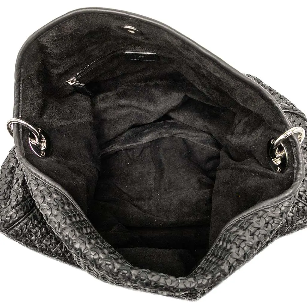 Dior Woven Lambskin Soft Lady Dior Hobo Black Leather Very good - Model View