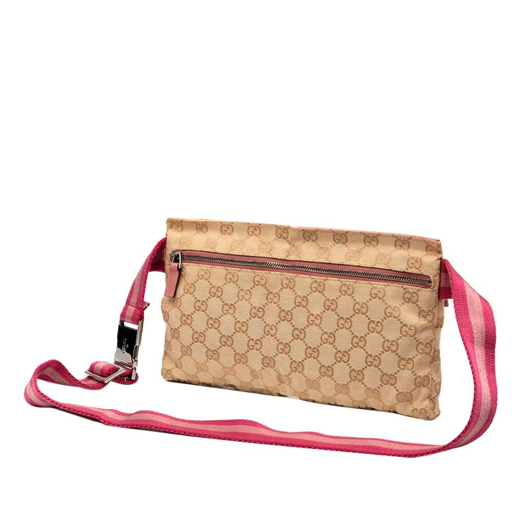 Gucci GG Canvas Web Double Pocket Belt Bag - 2