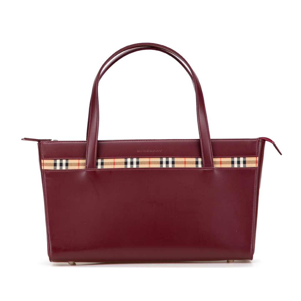 Burberry House Check Trimmed Leather Handbag