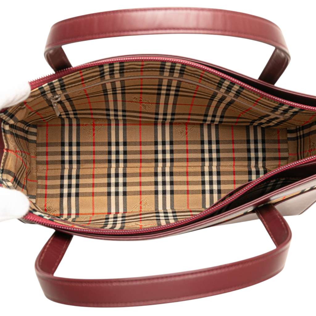 Burberry House Check Trimmed Leather Handbag - 4