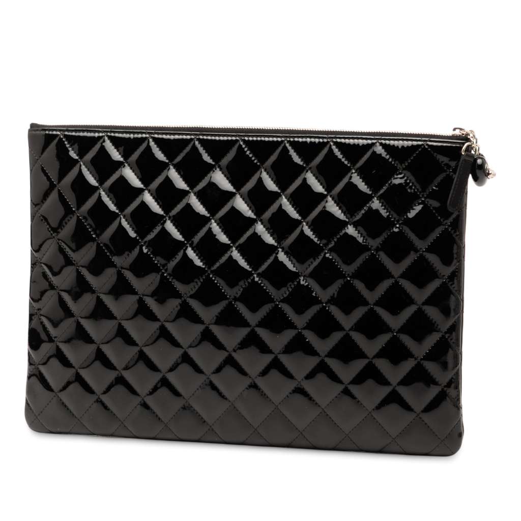 Chanel Large Quilted Patent O Case Clutch - 2