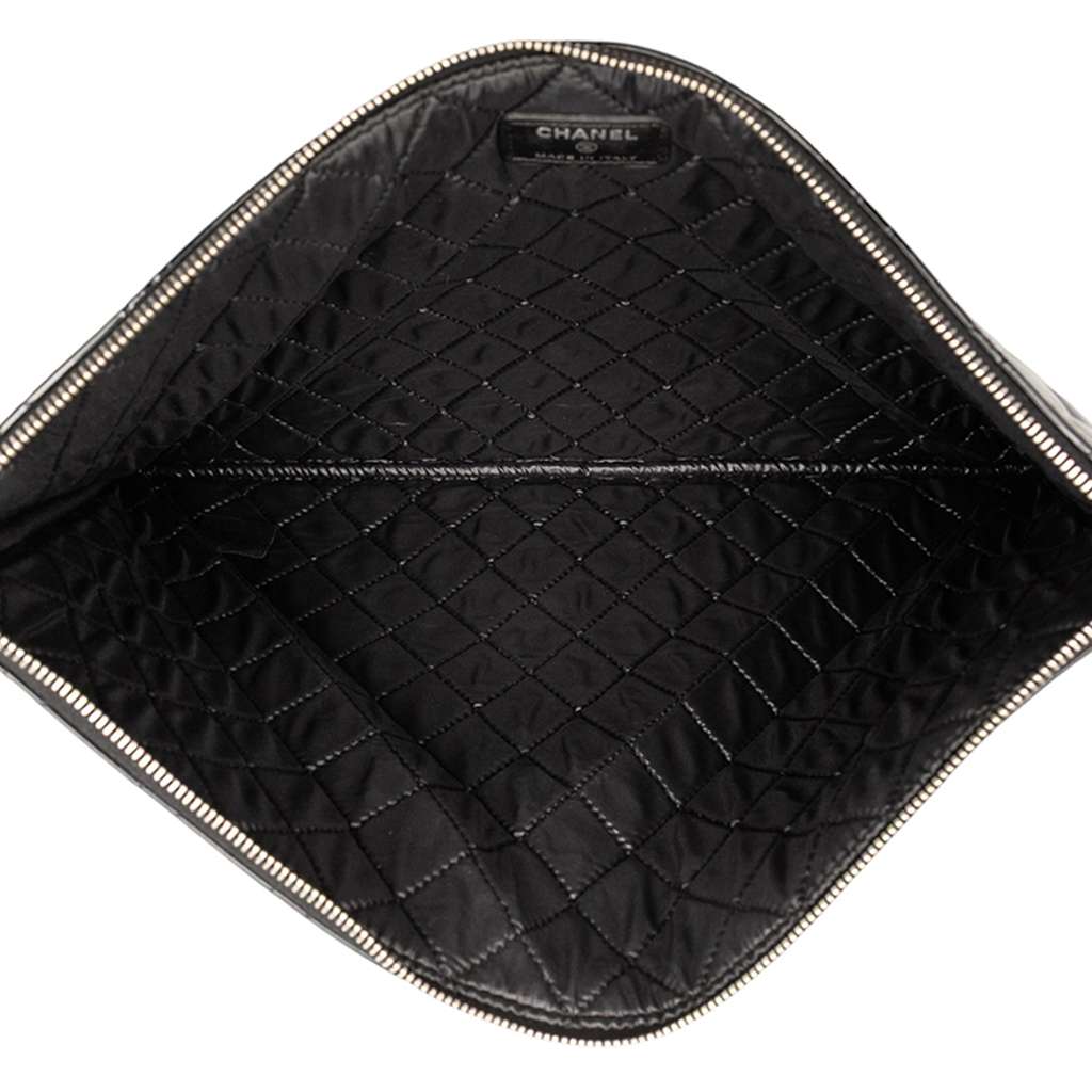 Chanel Large Quilted Patent O Case Clutch - 4