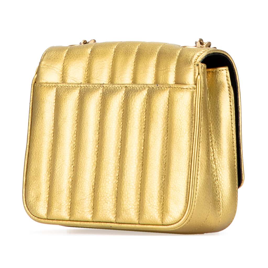 Saint Laurent Small Metallic Grain De Poudre Monogram Vicky Chain Bag - 2