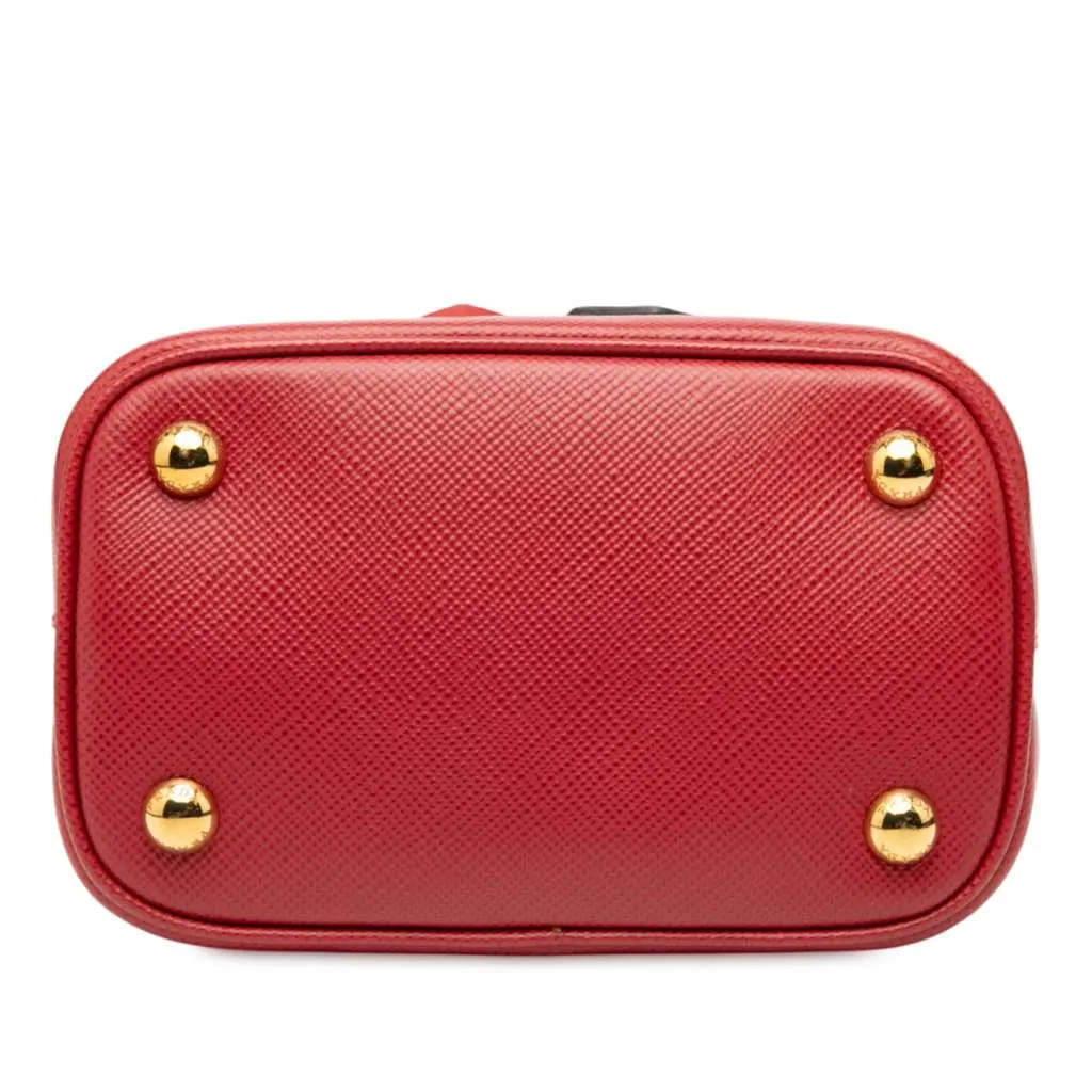 Prada Small Embellished Saffiano Cuir Panier Satchel Red Leather Good - Inside View