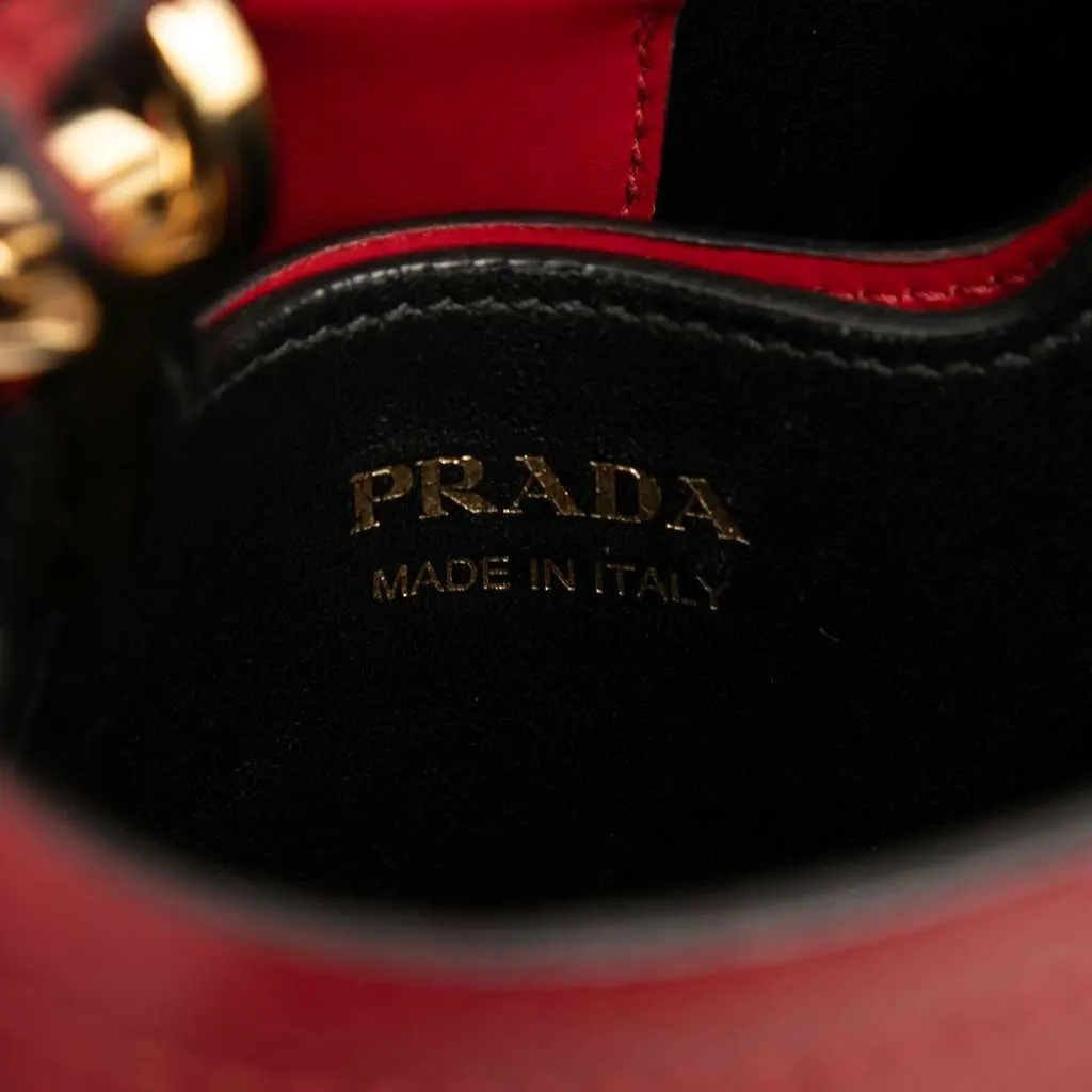Prada Small Embellished Saffiano Cuir Panier Satchel Red Leather Good - Box View