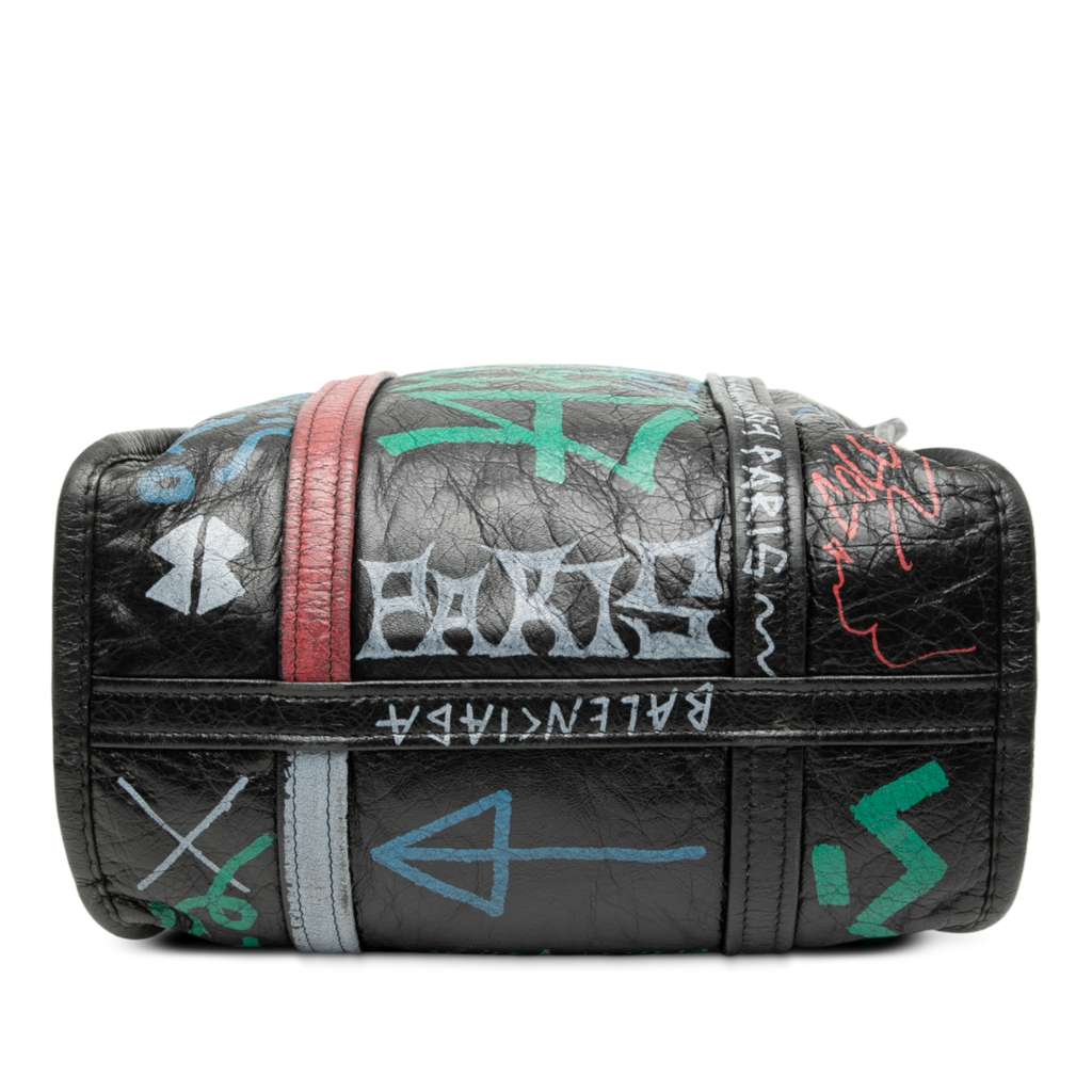 Balenciaga S Lambskin Graffiti Bazar Shopper Satchel - 3