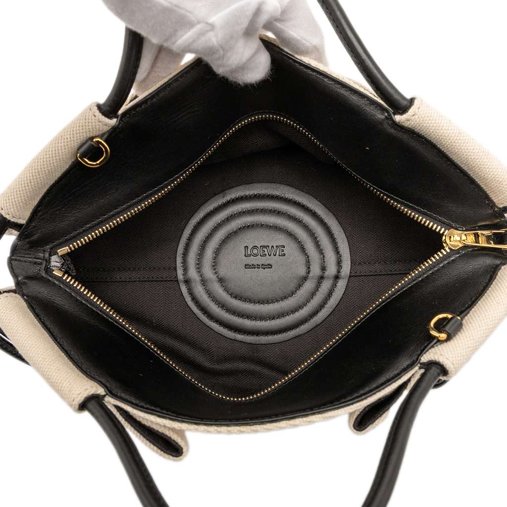 Loewe Small Shiny Calfskin and Canvas Paseo Satchel - 4