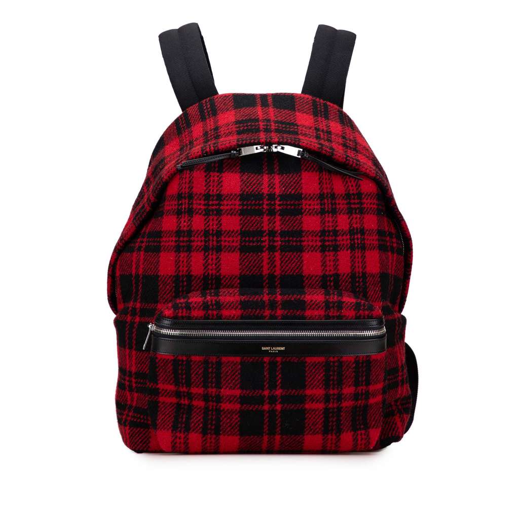 Saint Laurent Wool Tartan City Backpack
