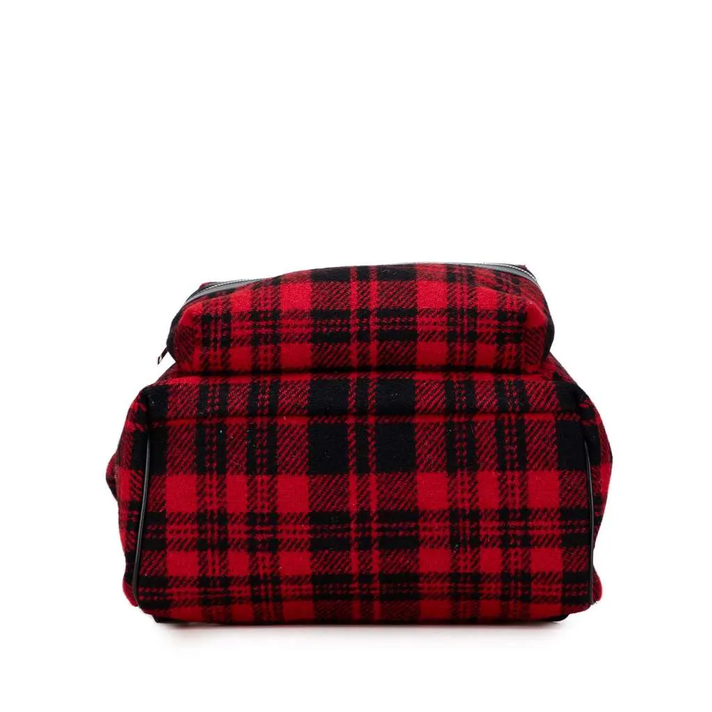 Saint Laurent Wool Tartan City Backpack Red Wool Good - Inside View