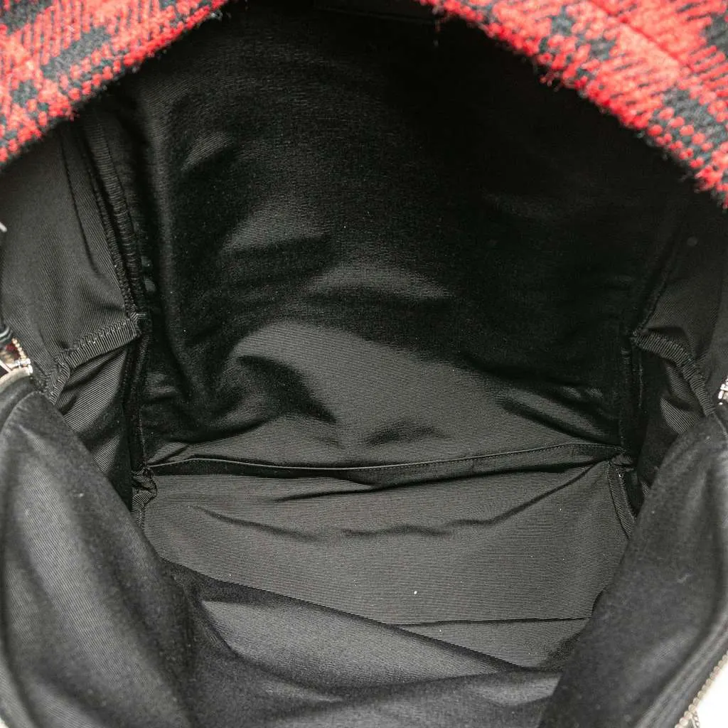 Saint Laurent Wool Tartan City Backpack Red Wool Good - Model View