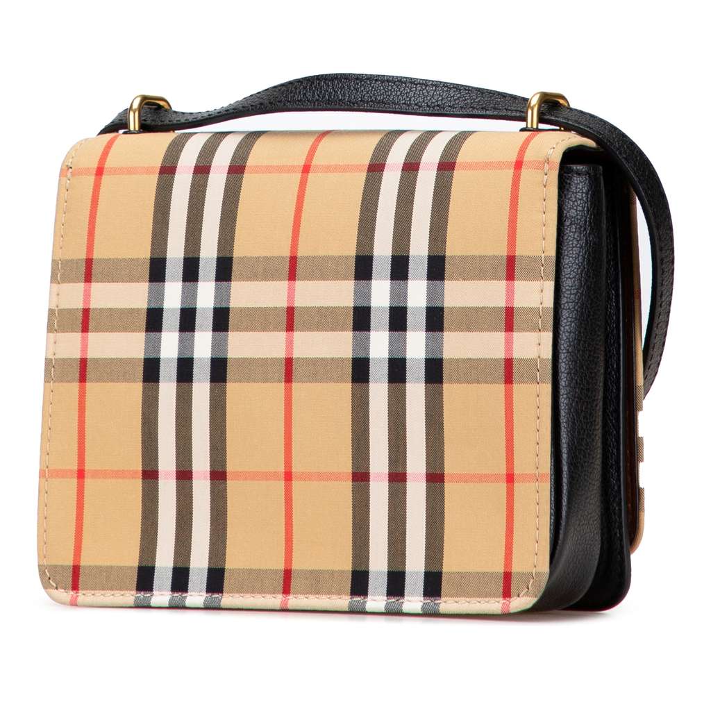 Burberry Small Goatskin Trimmed House Check Canvas D Ring Crossbody - 2