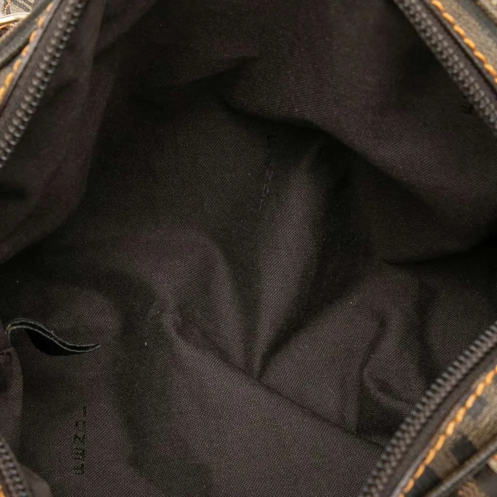 Fendi Zucchino Trimmed Zucca Canvas Boston Brown Canvas Good - Model View