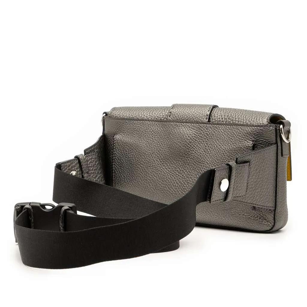 Fendi Leather Selleria Convertible Baguette Satchel Grey Leather Very good - Back View