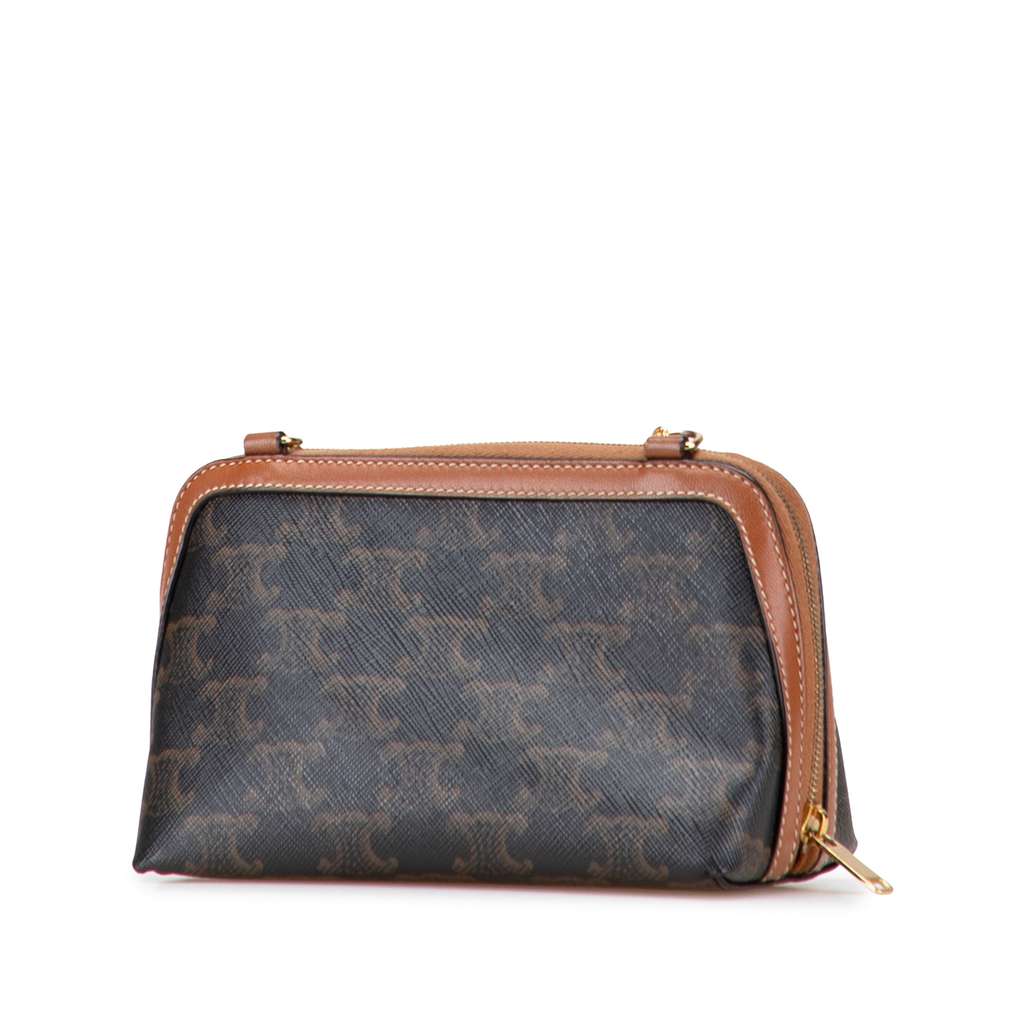 Celine Triomphe Coated Canvas Embroidered Logo Clutch On Chain - 2