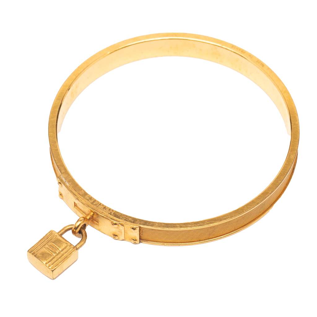 Hermès Leather Kelly Cadena Lock Bangle Bracelet - 4