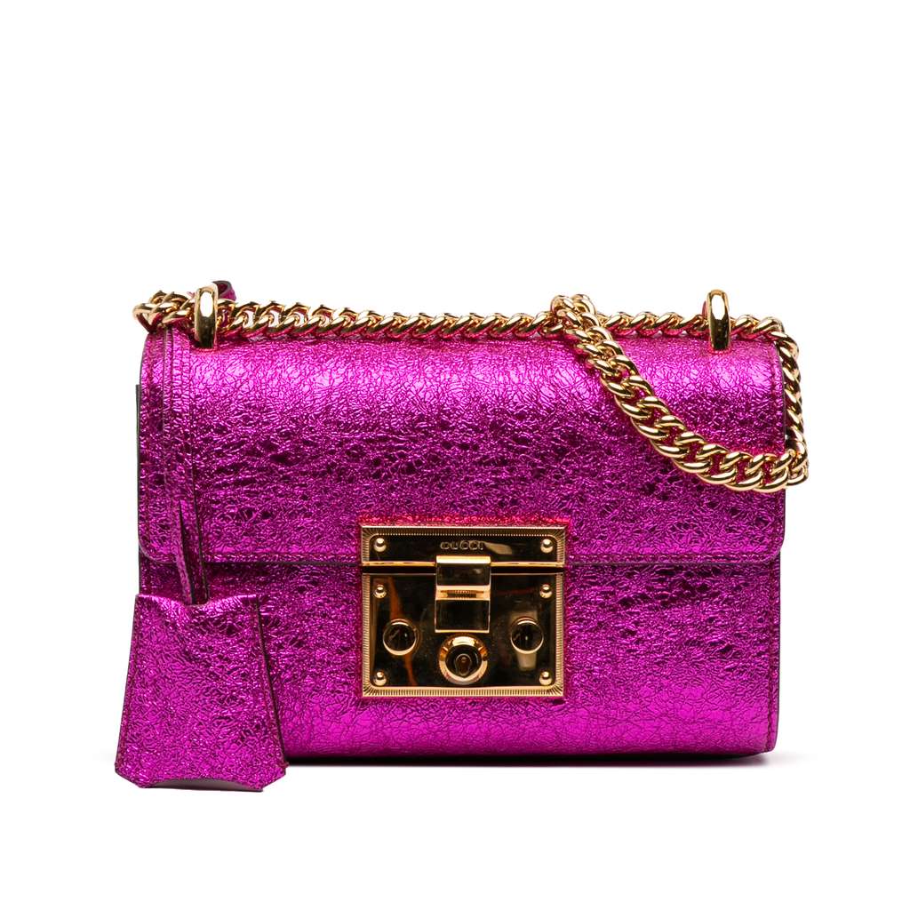 Gucci Small Metallic Leather Padlock Crossbody