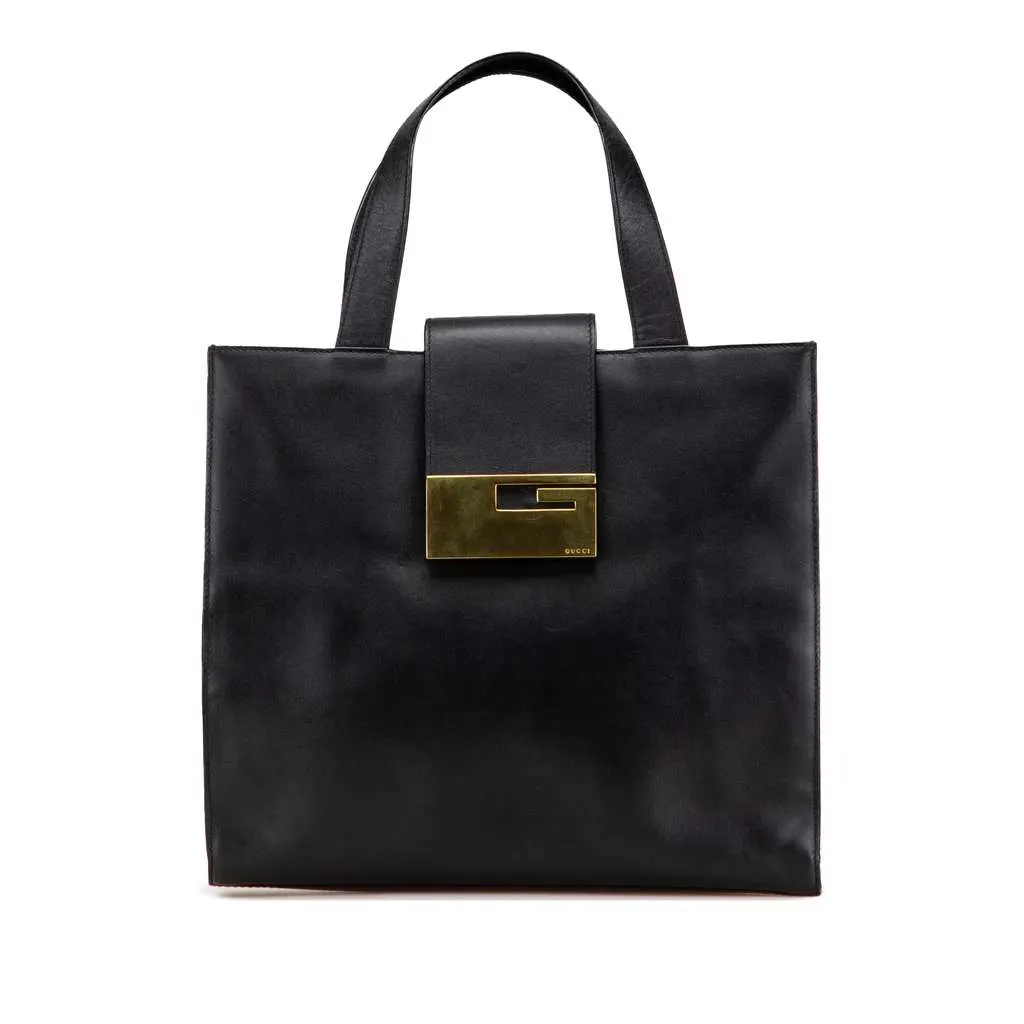Gucci Leather Handbag Black Leather Good - Front View