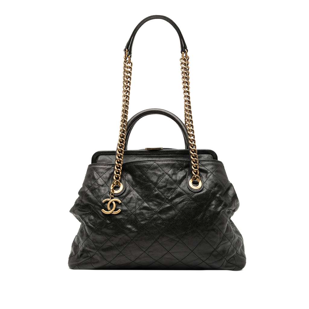 Chanel Quilted Glazed Caviar Frame Tote