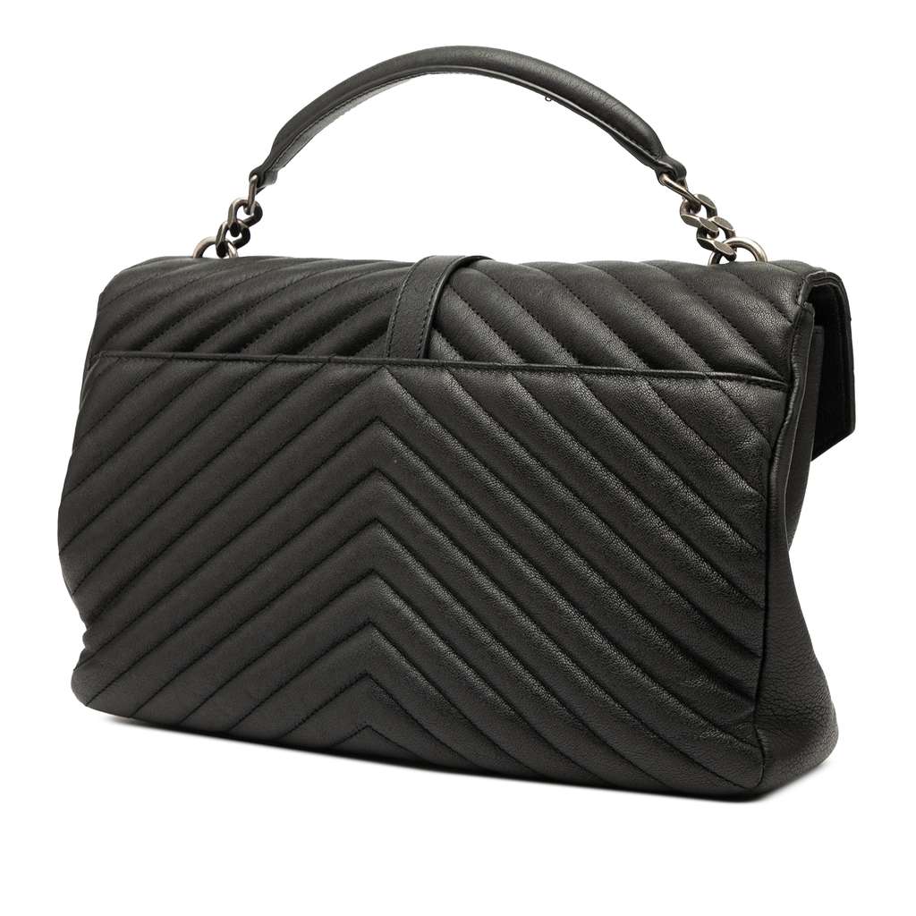 Saint Laurent Large Quilted Chevron Sheepskin College Satchel - 2