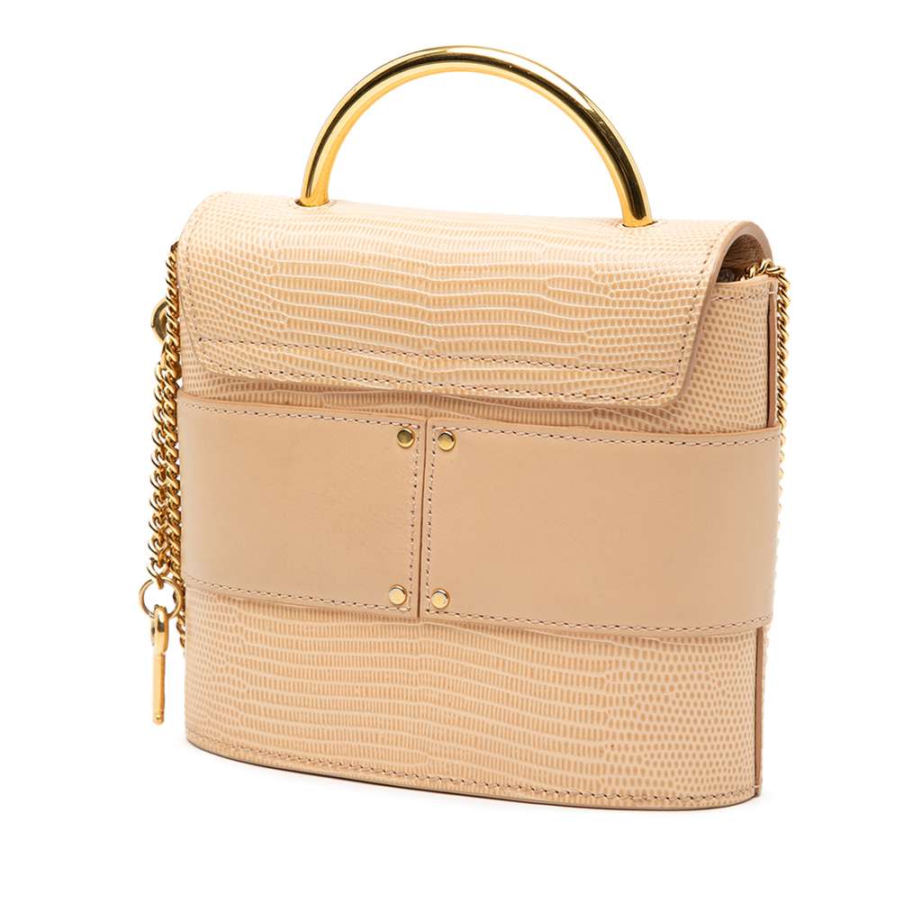 Chloé Lizard Embossed Leather Aby Lock Satchel - 2