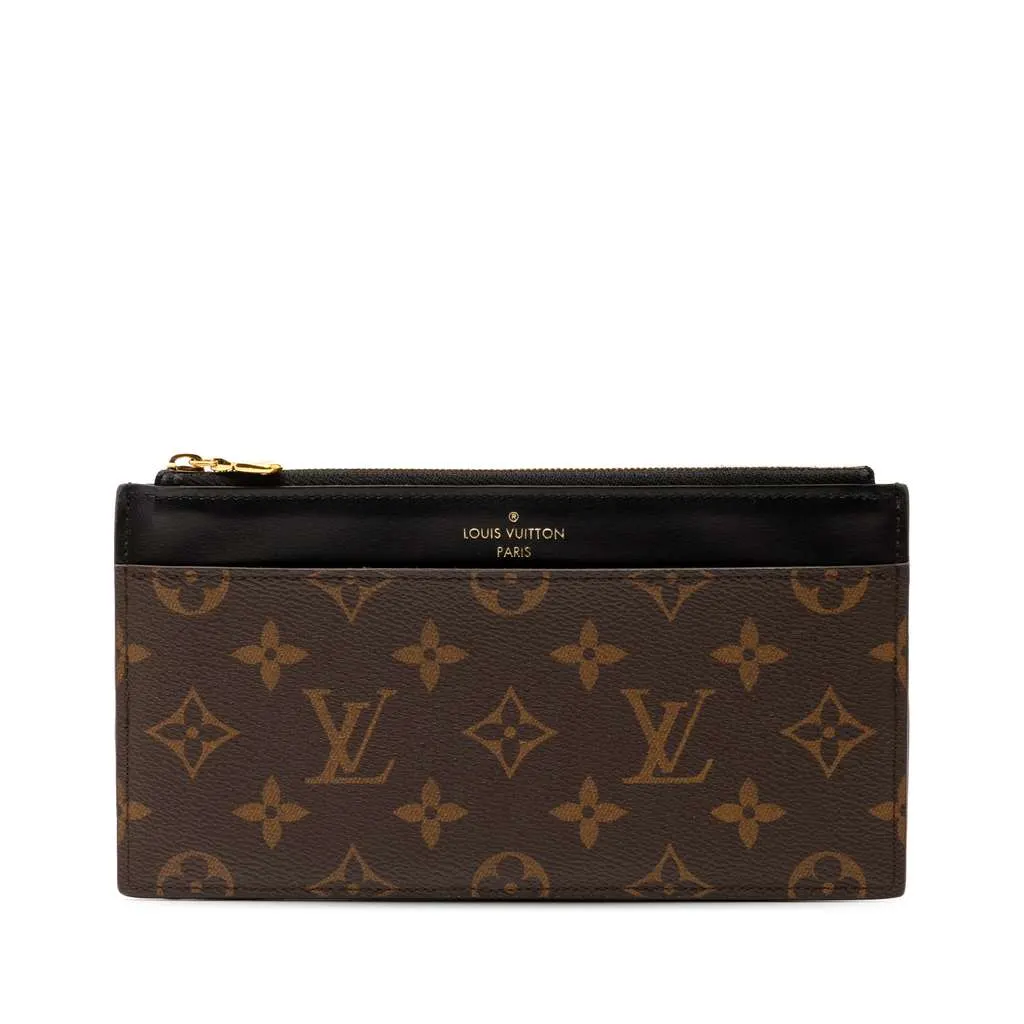 Louis Vuitton Monogram Slim Purse Brown Good - Front View