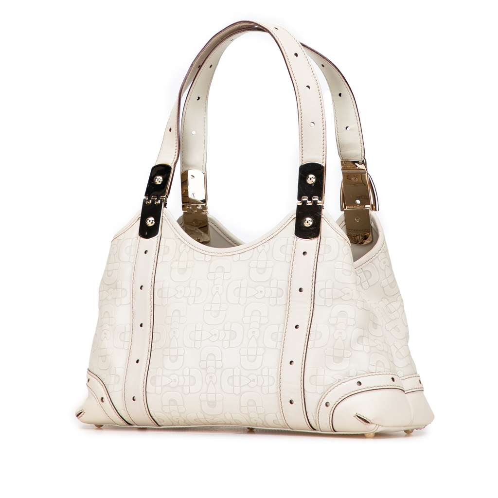 Gucci Horsebit Embossed Leather Shoulder Bag - 2