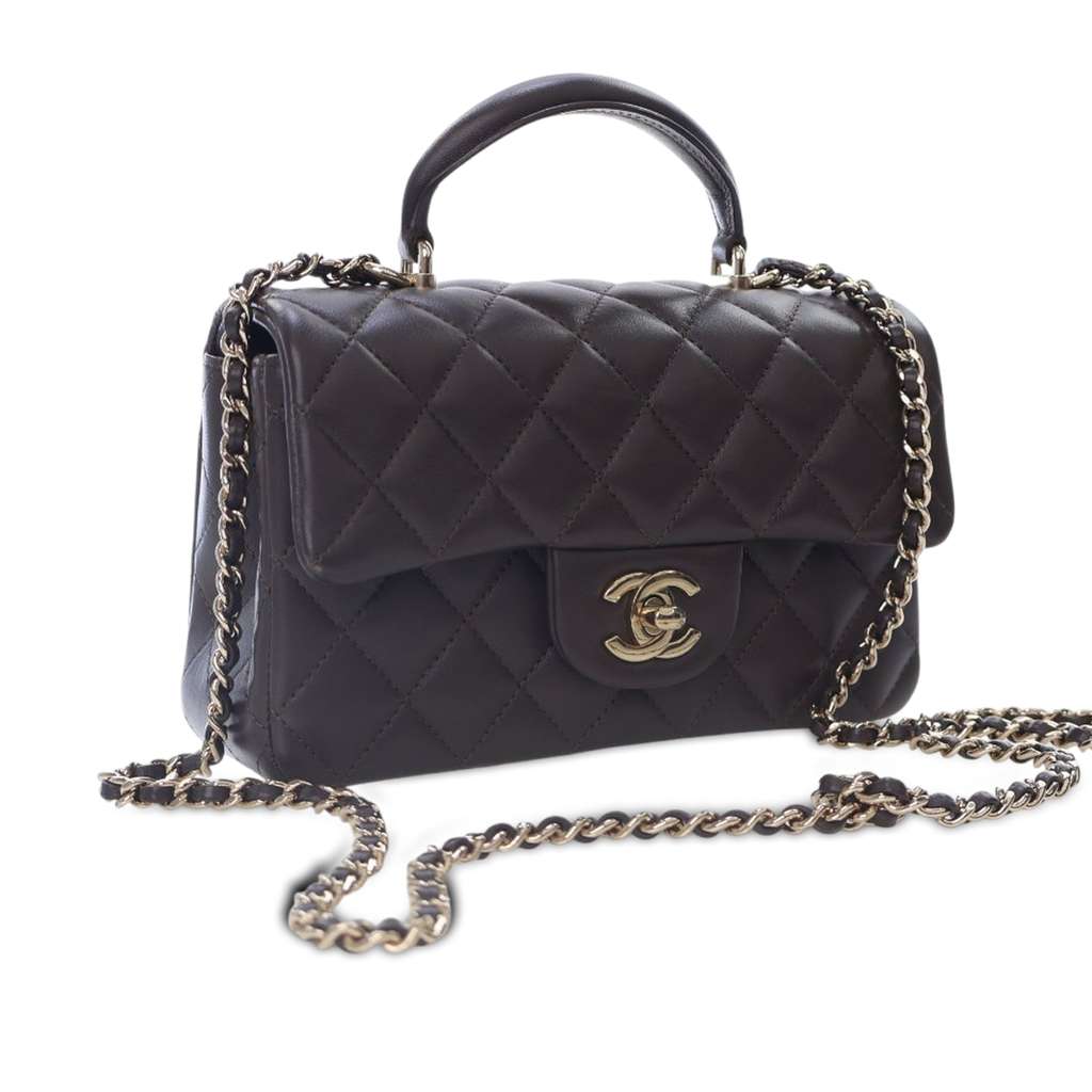 Chanel Mini Rectangular Lambskin Top Handle Flap - 2