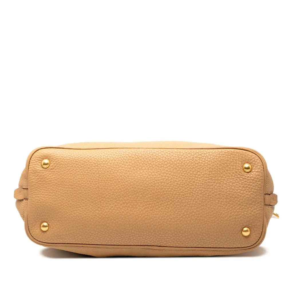 Prada Vitello Daino Side Zip Convertible Tote Brown Leather Very good - Inside View