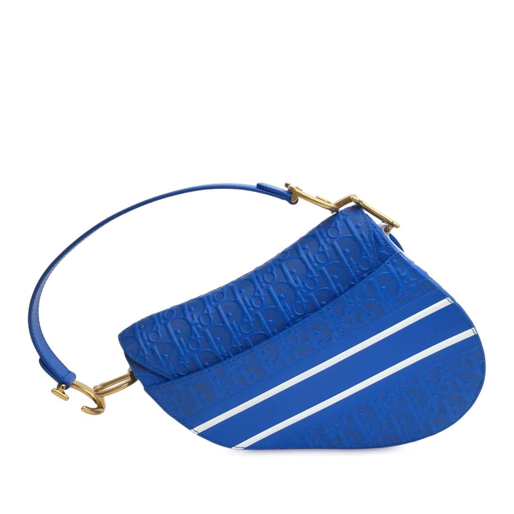 Dior Perforated Oblique Embossed Calfskin Saddle Bag - 3