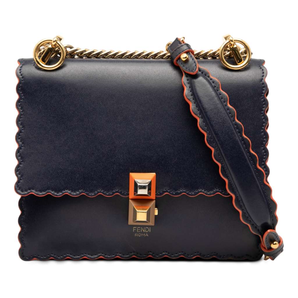 Fendi Small Scalloped Leather Kan I Crossbody