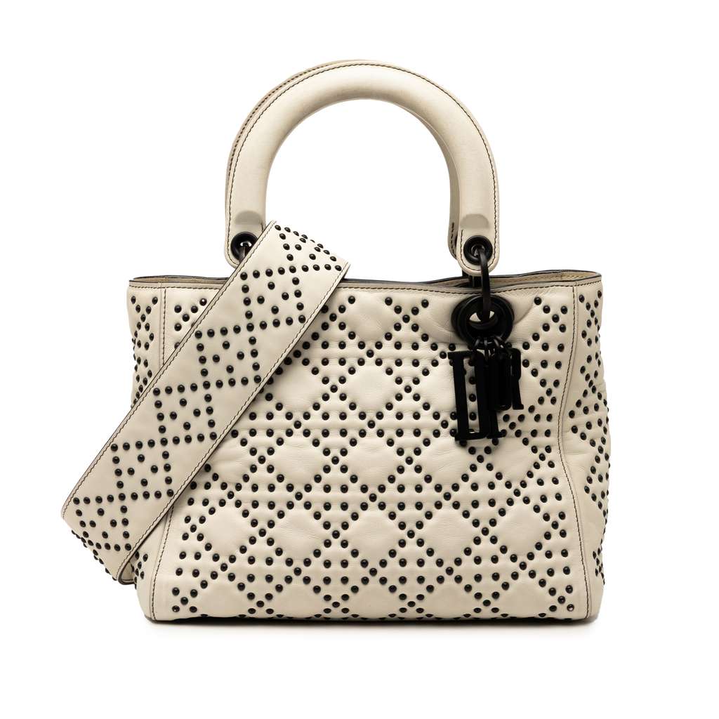 Dior Medium Lambskin Cannage Studded Supple Lady Dior