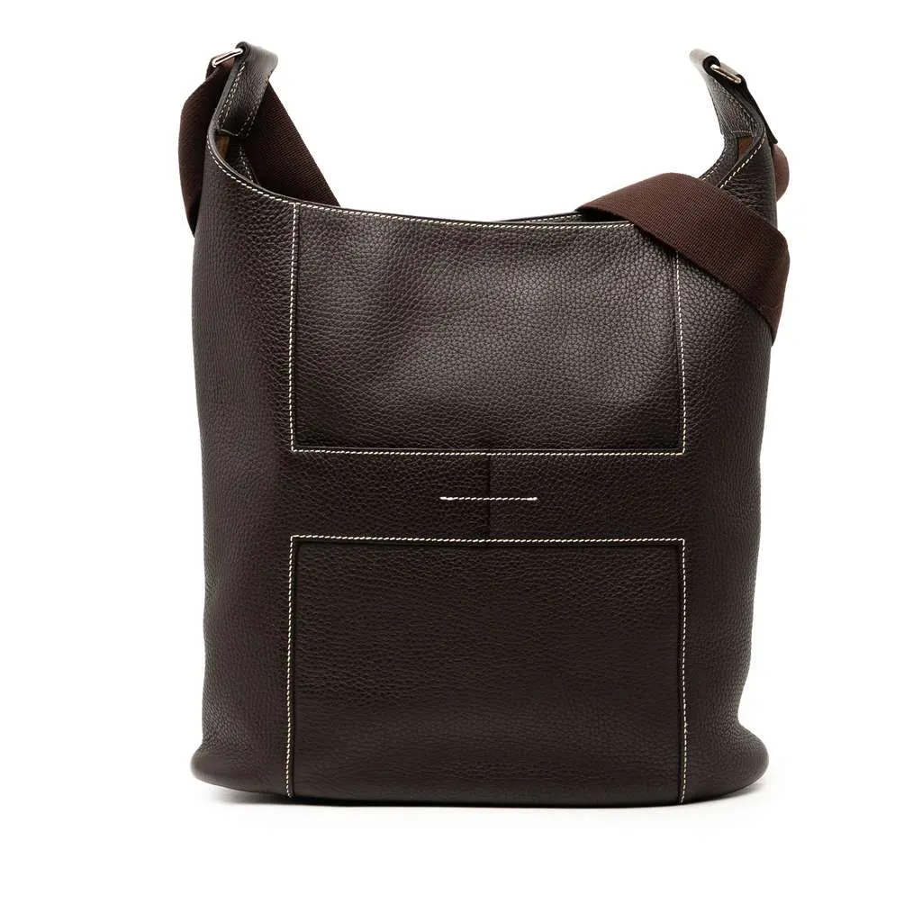 Hermès Clemence Sac Good News PM Brown Leather Good - Front View