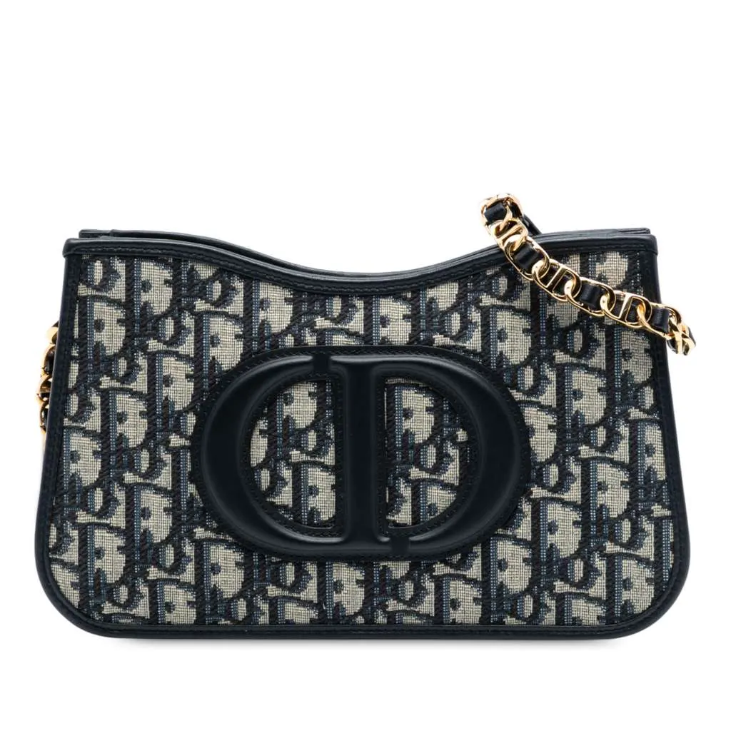 Dior Mini Oblique Canvas CD Signature Hobo Blue Canvas Very good - Front View