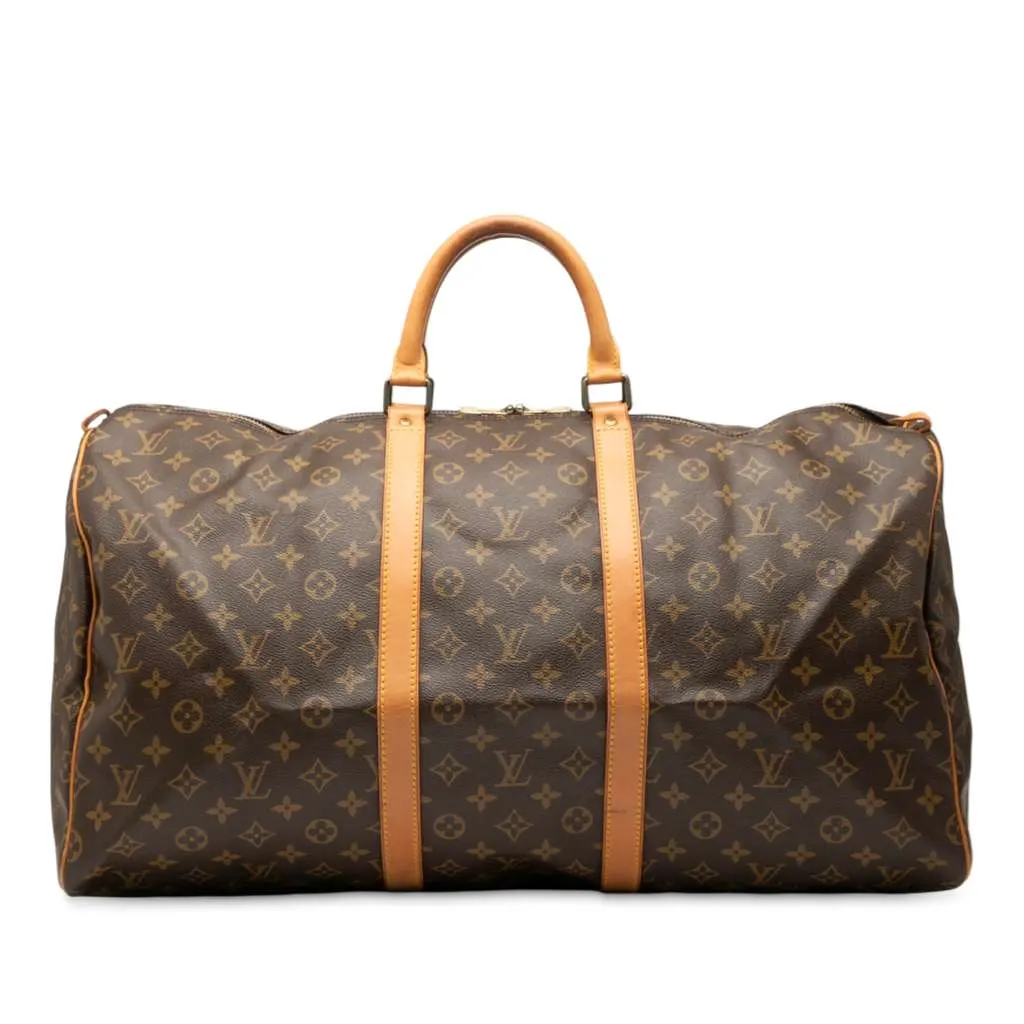 Louis Vuitton Monogram Keepall 55 Brown Good - Front View